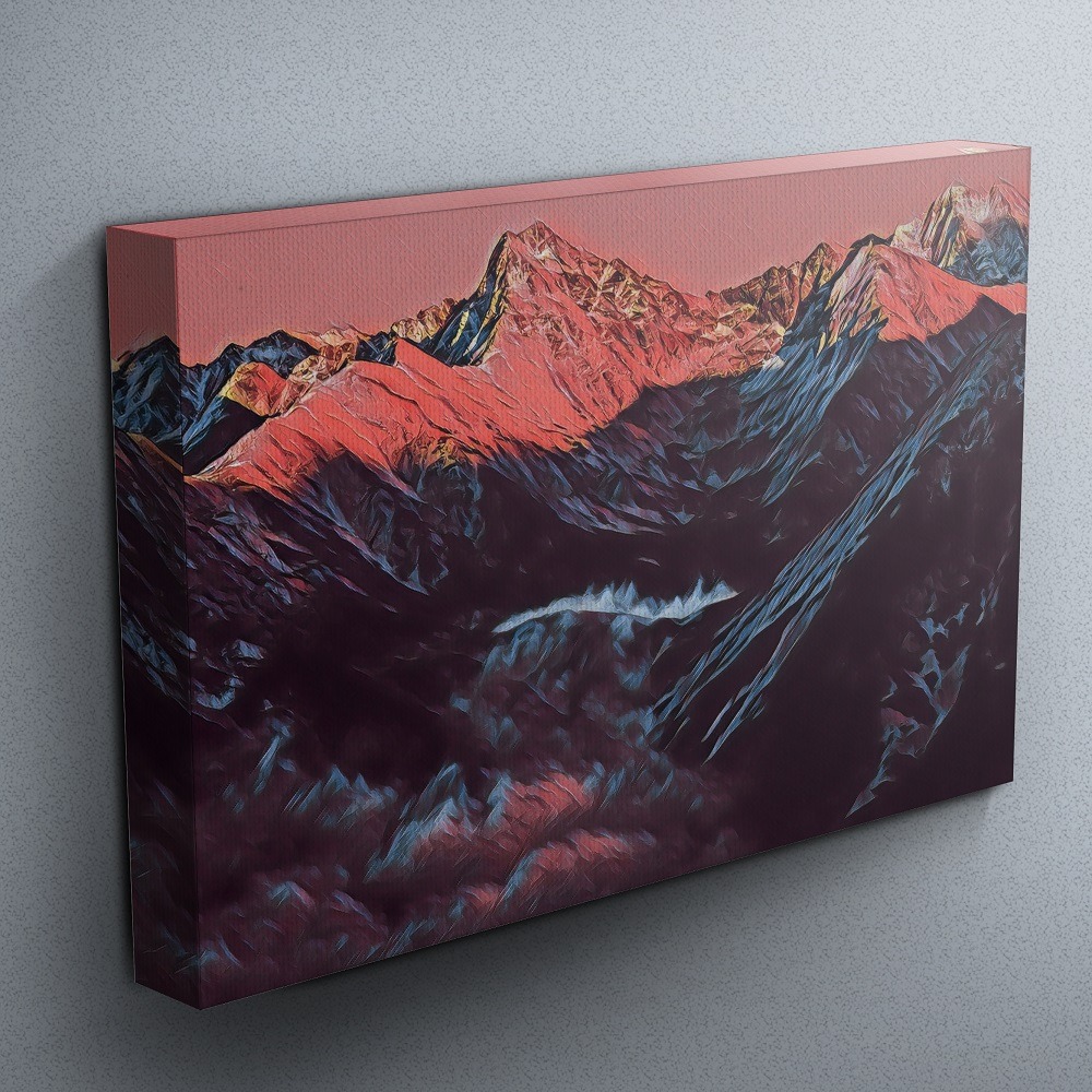 Mountain abstract art comes in gallery wrapped or stretched canvas